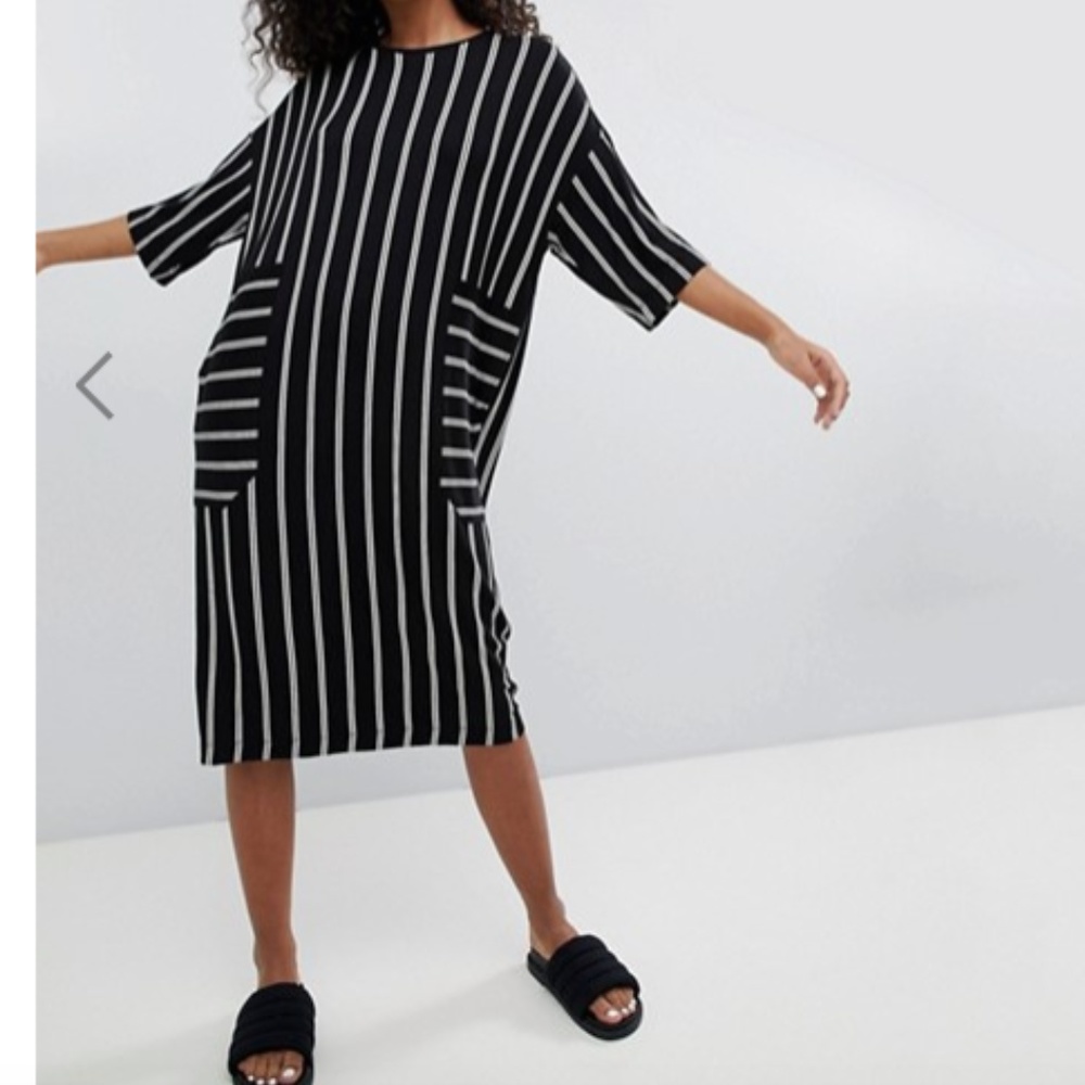 ASOS Monki Midi Stripe T-Shirt Dress